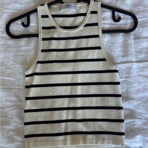 Mango Black and Cream Striped Women's Top